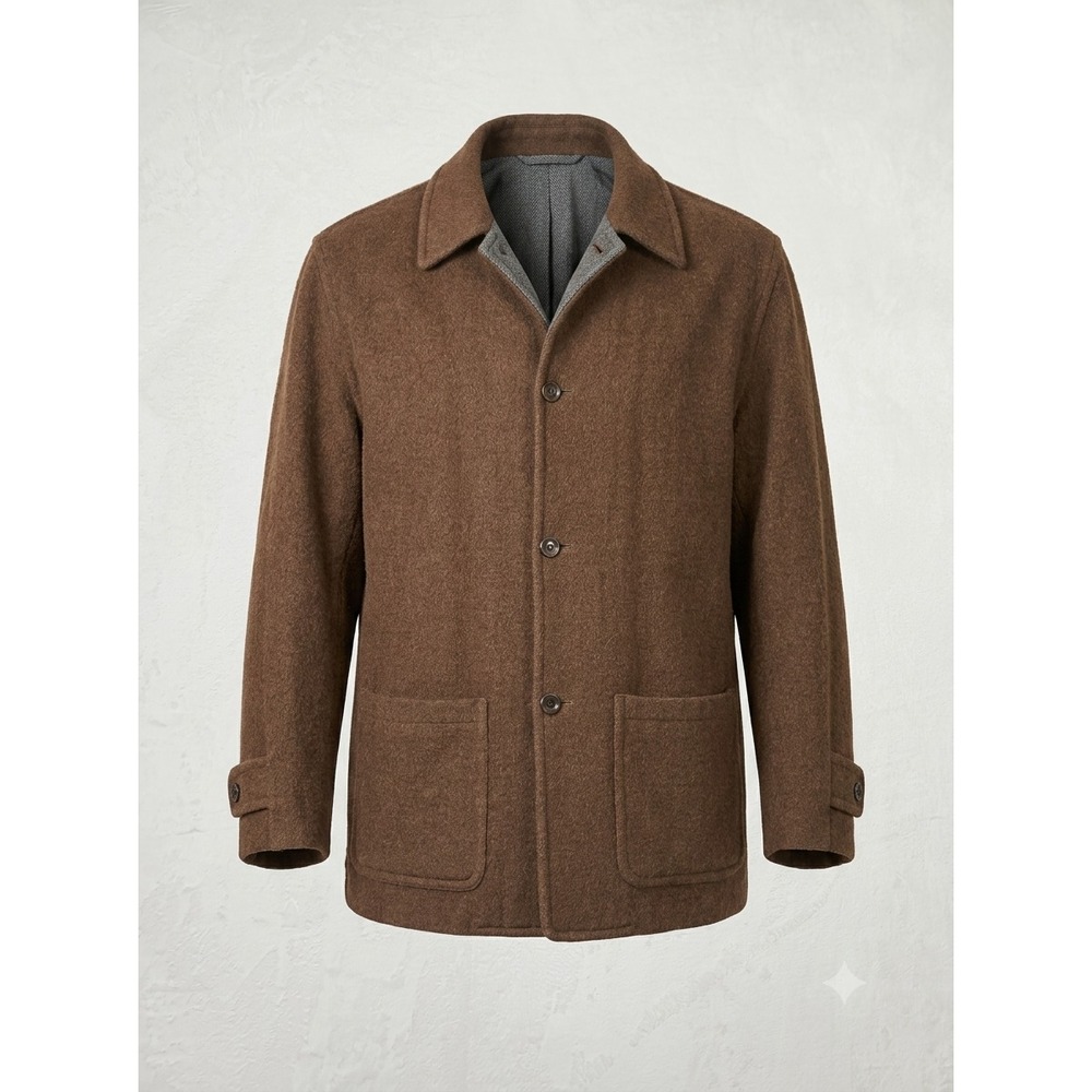 Vintage Brown Wool Chore Coat Shacket Patch Pockets Heritage Rustic Field XXL